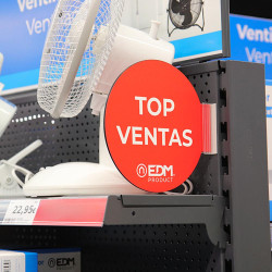Display promoção módulo espanhol "top ventas" edm ø20cm, contém suporte adesivo 02942