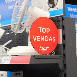 Display promoção módulo português "top vendas" edm ø20cm, contém suporte adesivo 02942