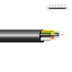Cabo elétrico vv-k06/1kv 5 g 1,50 mm, preto euro/m