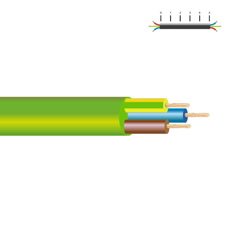 Cabo elétrico h05z1z1-f 3 x 1,00 mm verde, 100 m euro/m