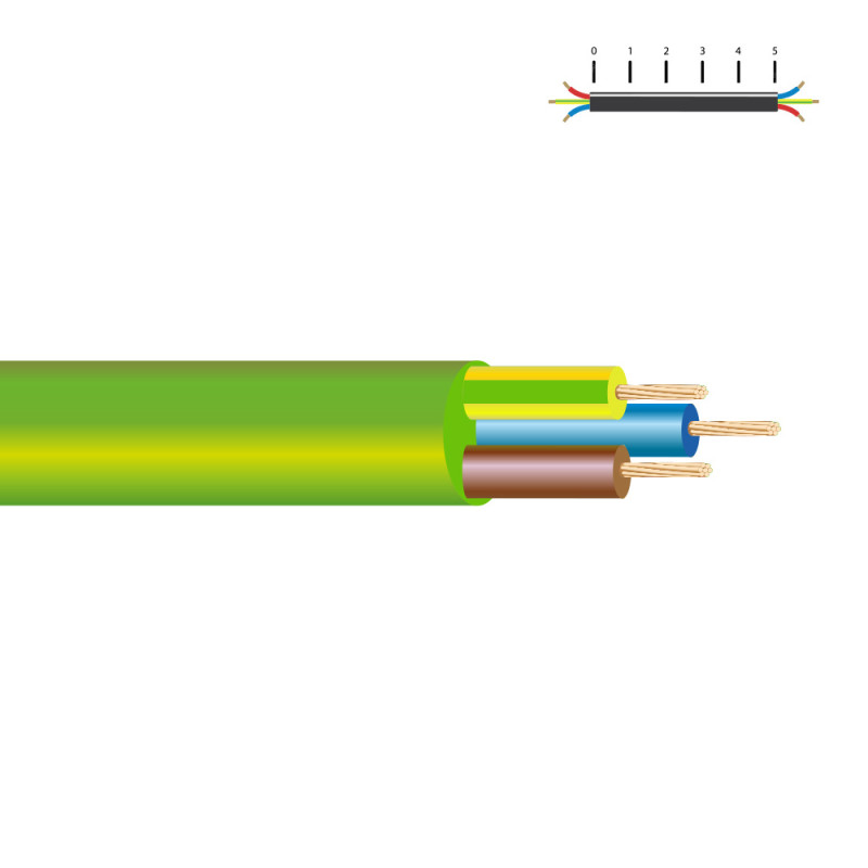 Cabo elétrico rz1-k 3 g 1,50 mm verde euro/m