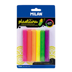Blíster com 6 plasticinas de cores neon 70g milan