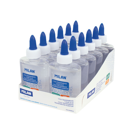 Caixa expositor com 12 tubos de cola transparente 118g milan