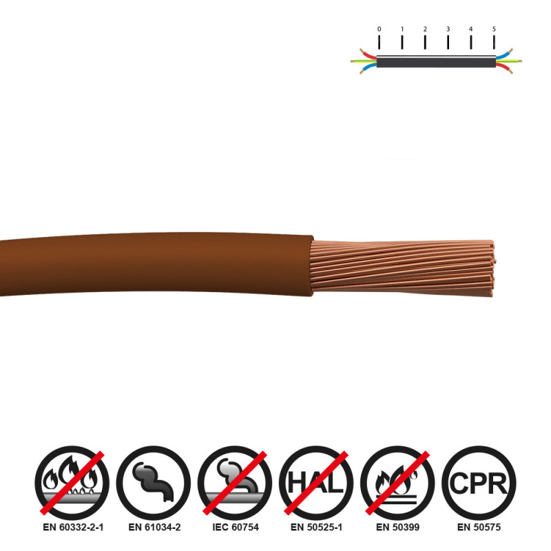 Cabo h07z1-k 4,00 mm castanho euro/m