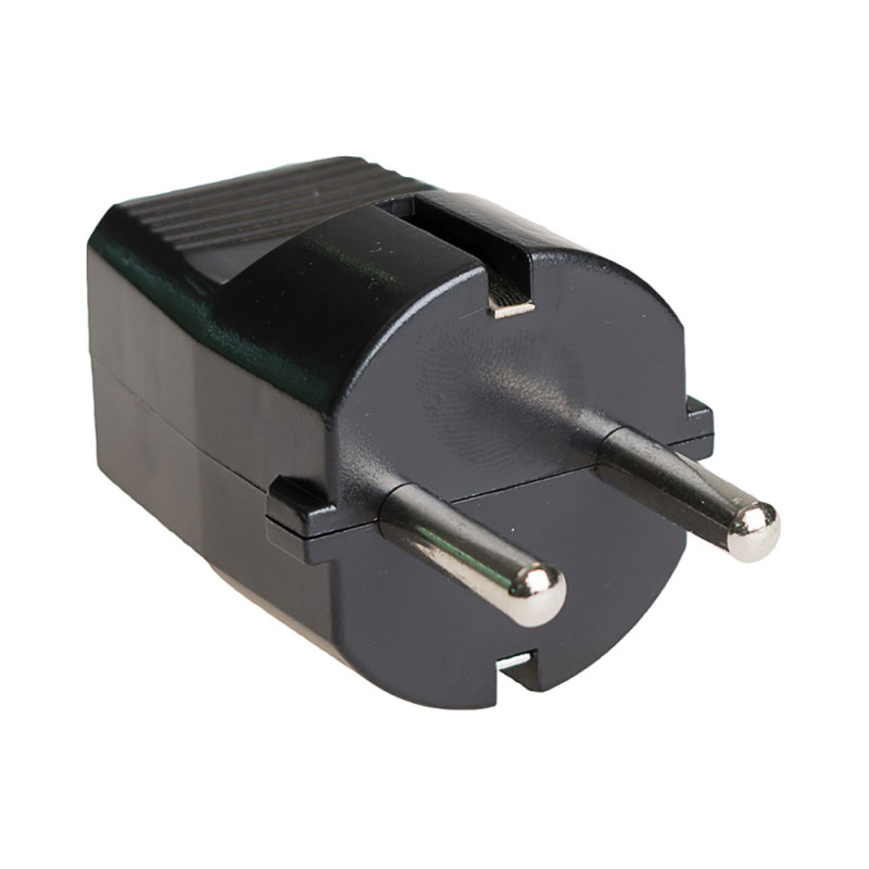 Ficha de borracha 16a 250v t/tl ip44 4,8mm preta. solera 6428n