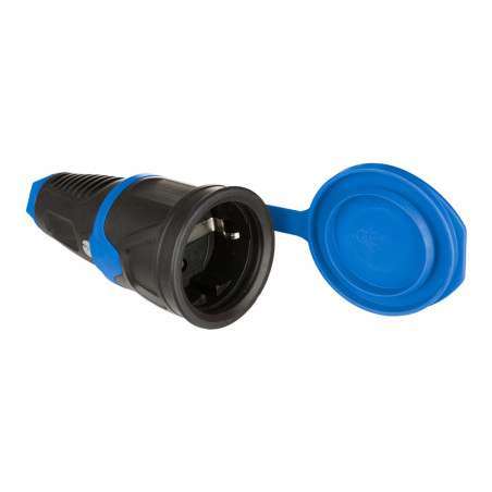Tomada aérea de borracha com tampa 16a 250v t/tl ip54 4,8mm preto solera 57