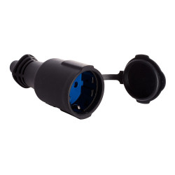 Tomada aérea de borracha com tampa 16a 250v t/tl ip44 4,8mm preta solera 5707c