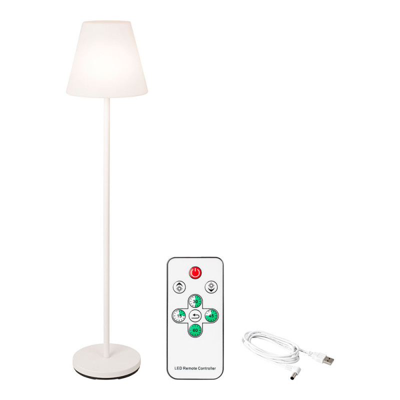 Candeeiro de pé cor branco para interior-exterior recarregável com comando 150cm 894460