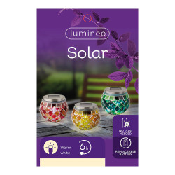 Candeeiro solar design mosaico 9cm cores sortidas 894596