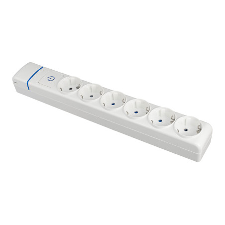 Extensão com 6 tomadas 2p+t, 16a 250v com interruptor luminoso