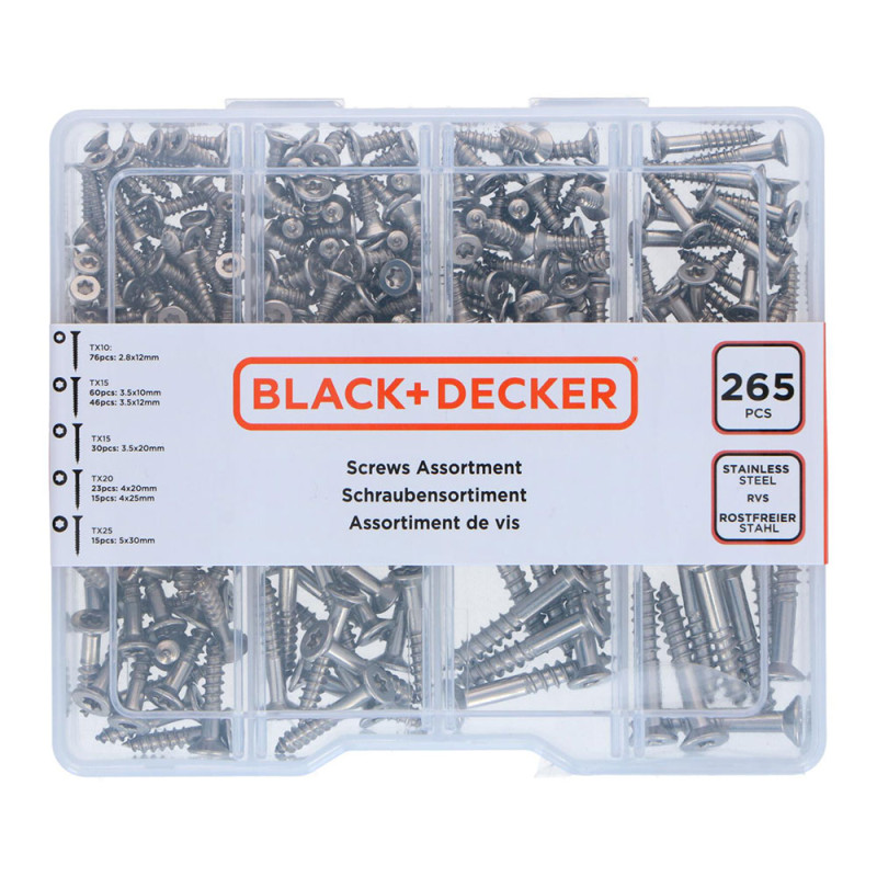 Sortido de parafusos torx 265 peças black+decker