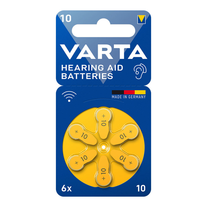 Pilhas para aparelhos auditivos varta hearing aid batteries 10 (blíster 6 un)