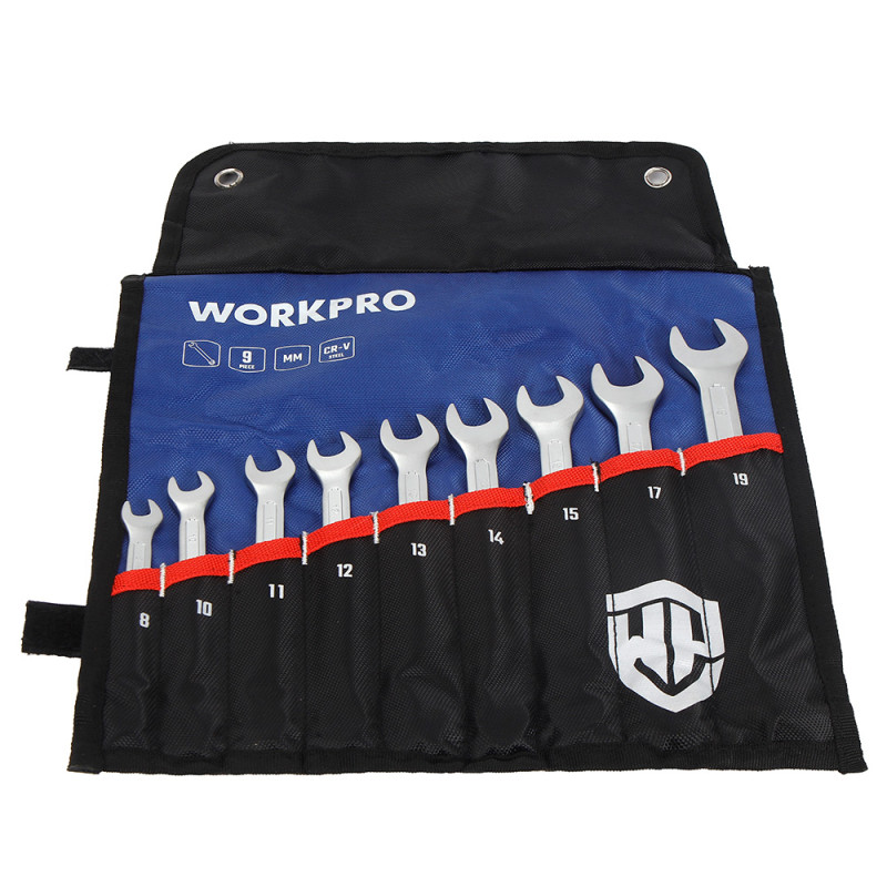Chaves fixas combinadas, conjunto de 9 peças. workpro