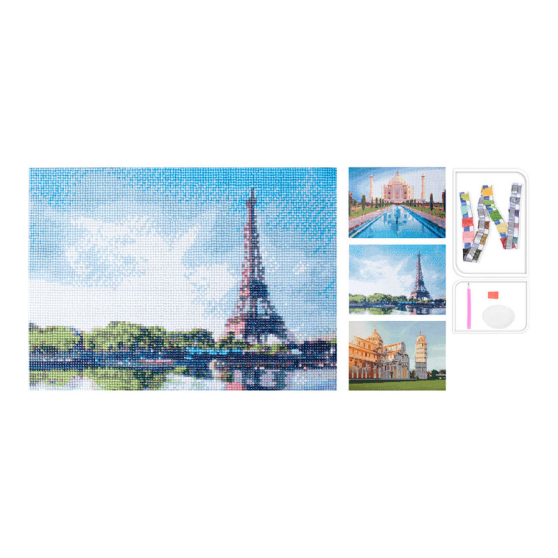 Trabalhos manuais, de diamantes plásticos, desenhos de monde sortidos, 492100240, basics