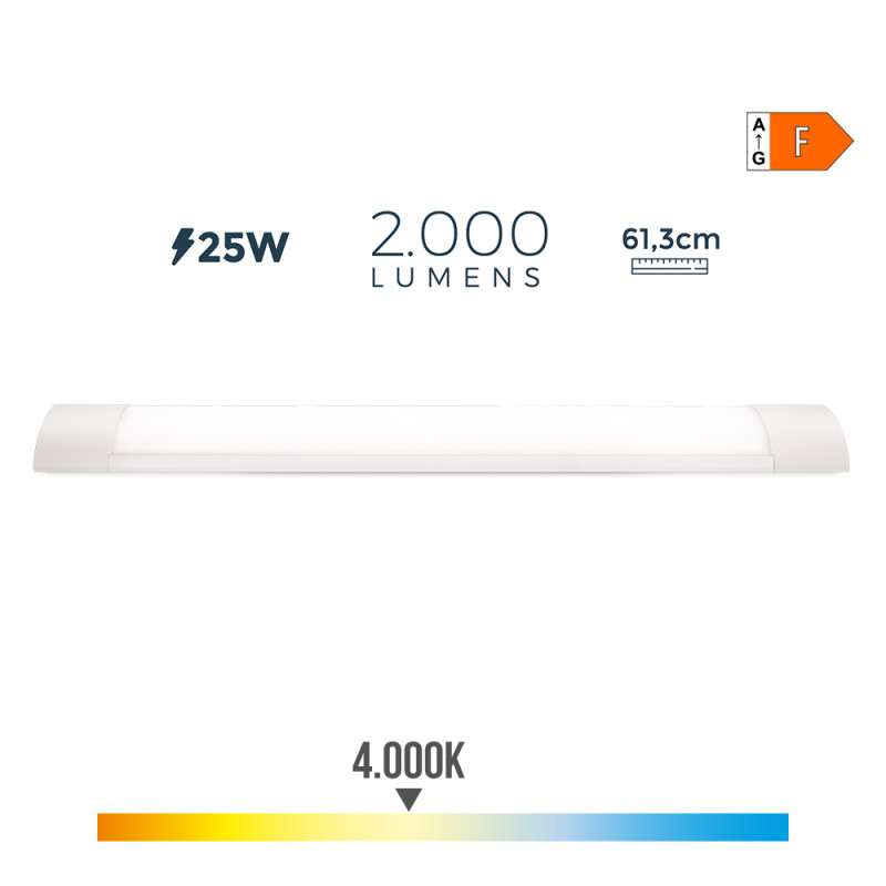 Armadura eletrónica led 25w 61cm 4000k luz dia 2000lm 61,3 x 3 x 12 cm