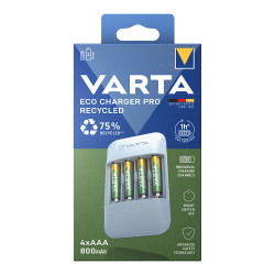 Carregador para pilhas varta eco charger pro + 4 pilhas 800 mah aaa 56813