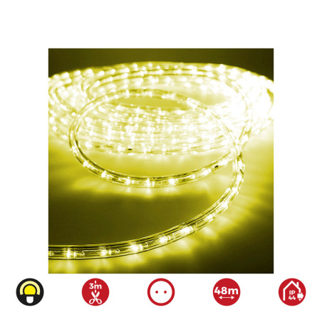 Tubo flexiled 36 leds/m amarelo, 2 vias multifunções, ip44 48m