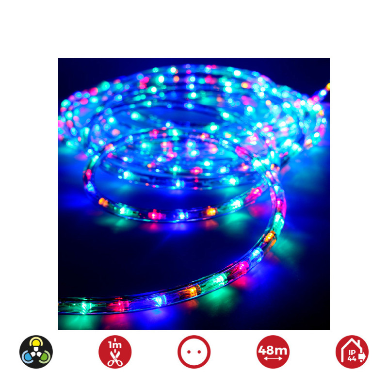 Tubo flexível fixo de 2 vias 48m. 30 led/m ip44 multicolor
