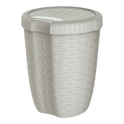 Balde com tampa 8l ø23x29cm (altura) cor creme imitação vime/rattan