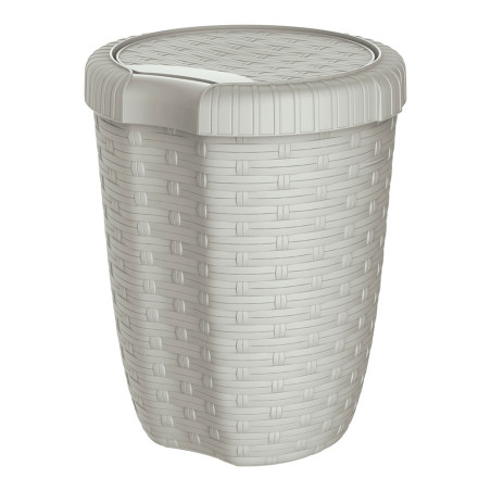 Balde com tampa 27l ø34x47cm cor creme imitação vime/rattan mondex