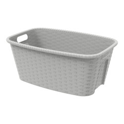 Cesto da roupa 35 l imitação vime / rattan cor creme 59,5 x 39,5 x 25 cm