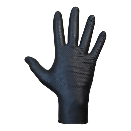 Luva agility grip nbr sem pó preto powder tamanho 8, caixa 50 unid