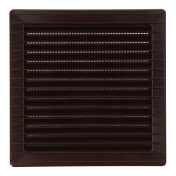Grelha de ventilação quadrada de encastrar com mosquiteira 140x140mm abs castanho