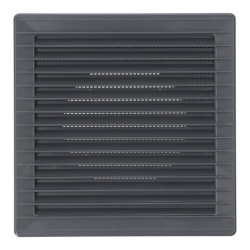 Grelha de ventilação quadrada de encastrar ø 100mm com mosquiteira 170x170x11,5mm abs cinzento