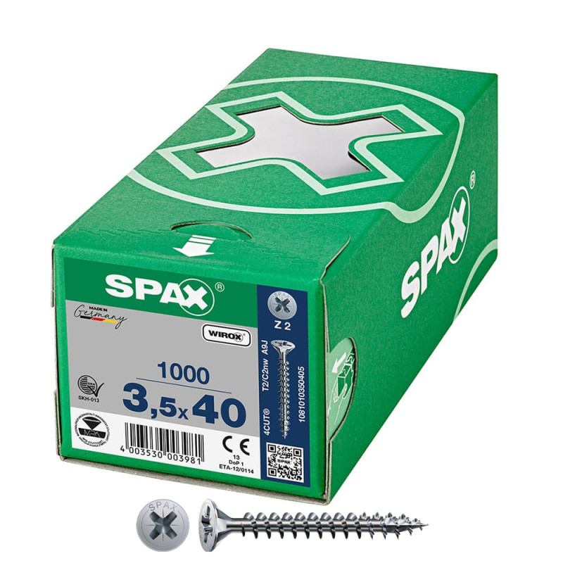 Caixa 1000 unidades. parafuso de cabeça plana universal wirox 3,5x40mm z2