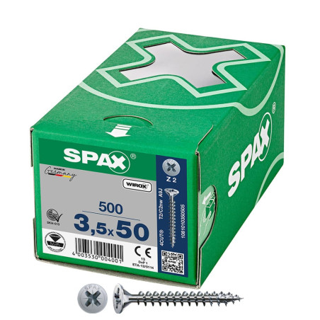 Caixa 500 unidades parafuso de cabeça plana universal wirox 3,5x50mm z2