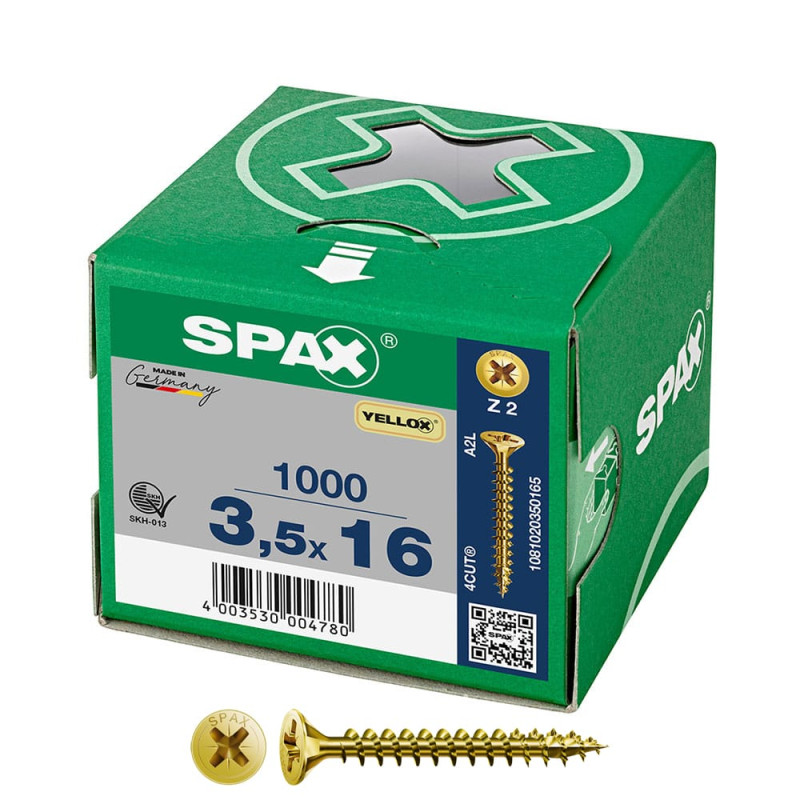 Caixa 1000 unidades. parafuso de cabeça plana universal yellox 3,5x16mm z2
