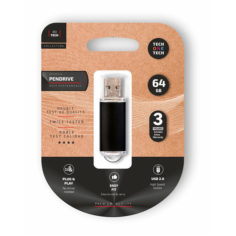 Pendrive básico preto 64 gb memória usb