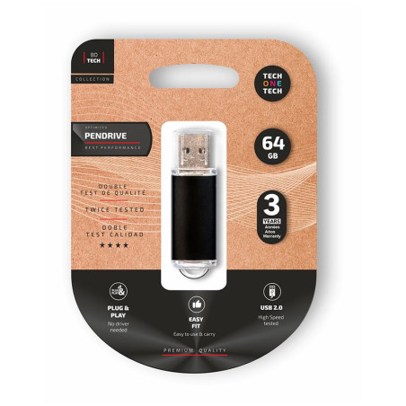 Pendrive básico preto 64 gb memória usb