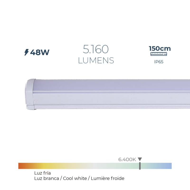 Fita led electrónica 48 w 6.400 k luz fria 5.160 lm 150 x 4,6 x 5,1 cm
