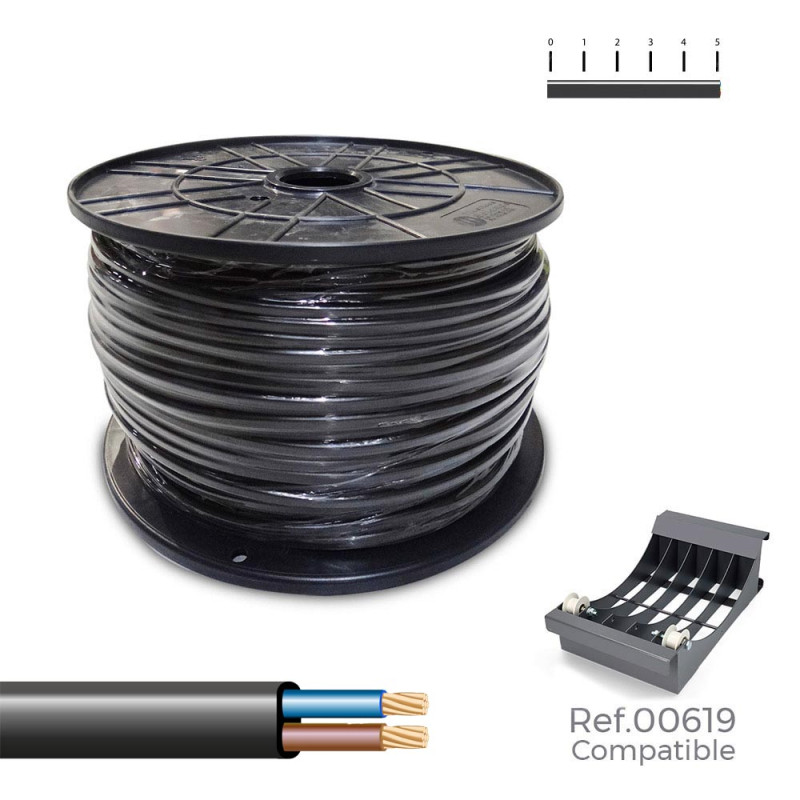 Cabo paralelo h03vvh2-f 2 x 0,75 mm preto, 400m. (bobine grande)