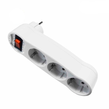 Adaptador triplo 2p+e, 16a 250v~ com interruptor luminoso, entrada frontal, branco (retrácido) (embalado em película)