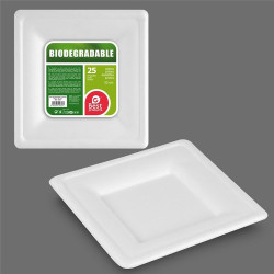 Prato quadrado biodegradável ø20 cm, 25 unidades