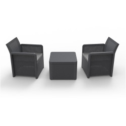 Conjunto jardim/terraço de 2 cadeiras + 1 mesa nassau tete a tete, antracite