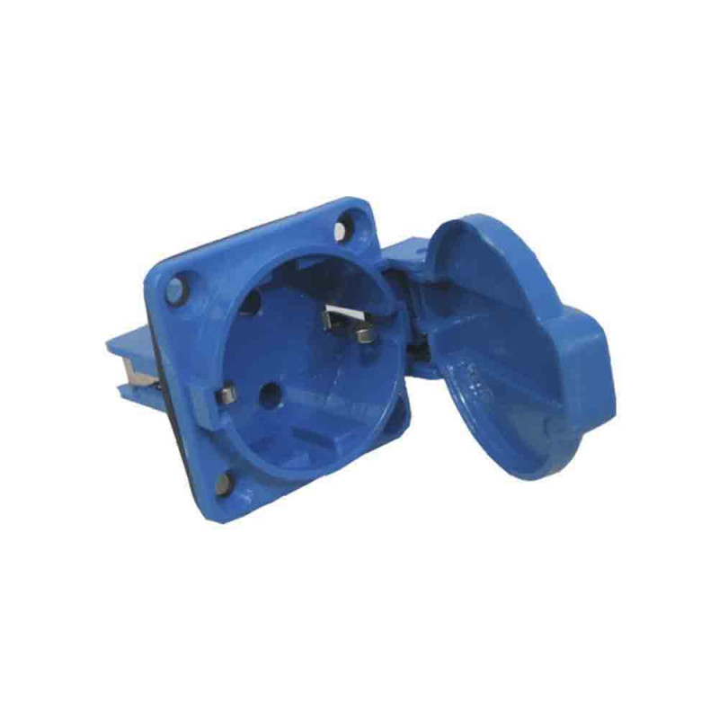 Schuko tipo 2p+t azul 16a 230v~ ip44 base de embutir