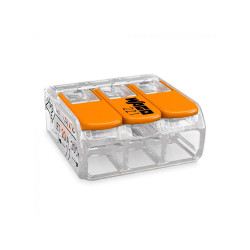 Conector rápido com alavanca 3 condutores, ø máximo 4 mm, 450 v, 32 a transparente 18,8 x 18,6 x 8,4 mm