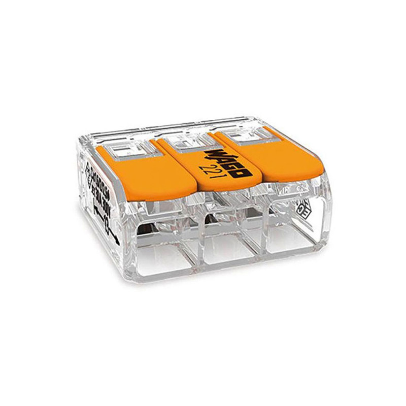 Conector rápido com alavanca 3 condutores, ø máximo 6 mm, 450 v, 41 a transparente 22,9 x 21,1 x 10,1 mm