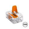 Conector rápido com alavanca 2 condutores, ø máximo 4 mm, 450 v, 32 a transparente 13,2 x 18,6 x 8,4 mm. contém 10 unidades