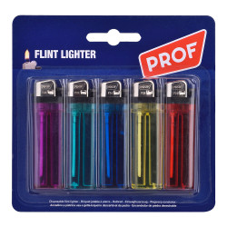 Isqueiro descartável flint, cores variadas, blister 5 unidades