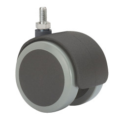 Roda giratória com espigão roscado e eixo liso, preto/cinza, máx. carga 50 kg, 10 x 15 mm, ø 5 cm