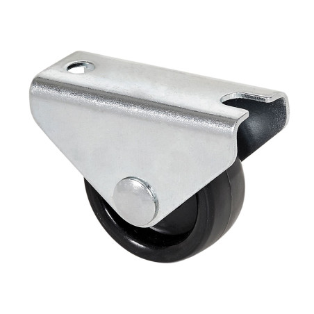 Roda fixa com placa e eixo liso com duas fixações, cor preto, carga máx. 40 kg, ø 2,5 cm