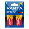 Bateria longlife max power d - lr20 (blister cartão 2 unid.) ø34,2 x 61,5 mm