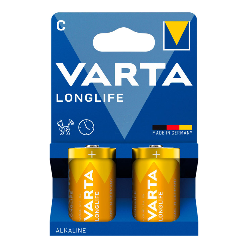 Bateria alkalina longlife c - lr14 (blister de cartão 2 peças) ø26,2 x 50 mm