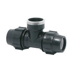 Ligação t mista rosca fêmea 32 mm x 1'' polipropileno