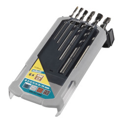 Broca de betão profissional" com borda de carboneto de tungstenio, conjunto de 6 peças, ø3,00 - ø10,00 mm