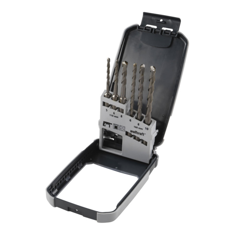 Broca sds-plus de betão de borda de carboneto de tungstenio, conjunto de 6 peças, ø5,00 - ø10,00 mm,